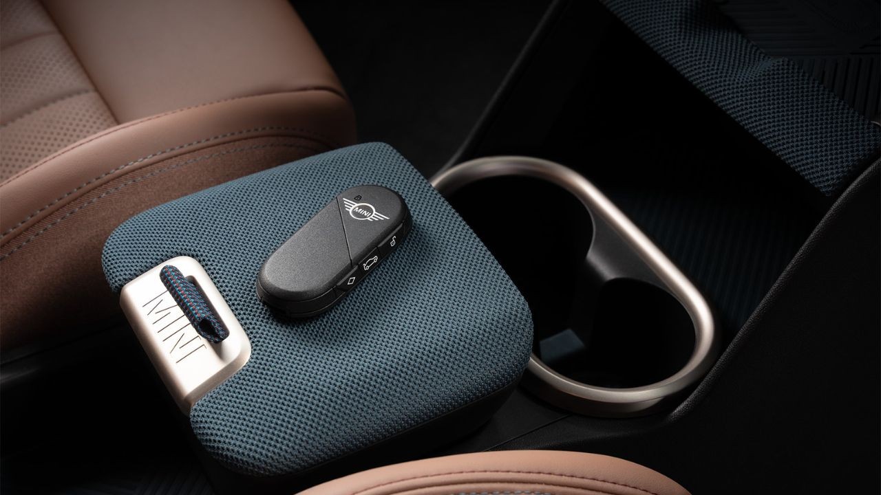 MINI key sat on central panel inside car